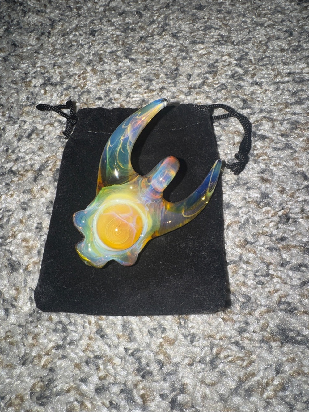 Multicolor Glass Horned Skull Pendant - Picture 3 of 3